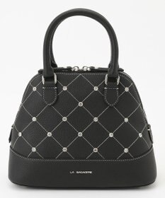 LA BAGAGERIE ラインストーンリベット　カウレザー2wayハンドバッグ