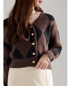 Te chichi アーガイルジャガードVネックカーディガン