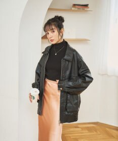 WEGO ヴィンテージライクFレザーブルゾン