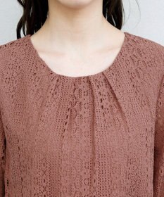 Tiaclasse L 【洗える】レースコンビチュニックブラウス