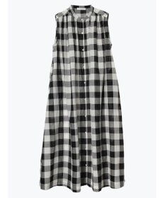 Green Parks インド綿 ギンガムチェックノースリーブワンピース