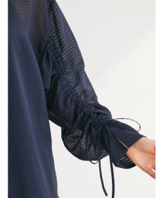 Green Parks シアーチェック袖ドロストシャツチュニック