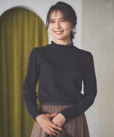 ANY 【洗濯機可/吸湿発熱】フリルネックリブニット