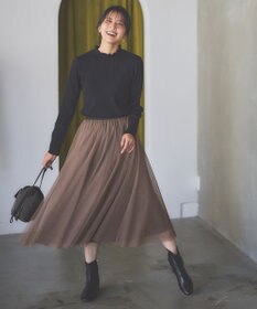 ANY 【洗濯機可/吸湿発熱】フリルネックリブニット