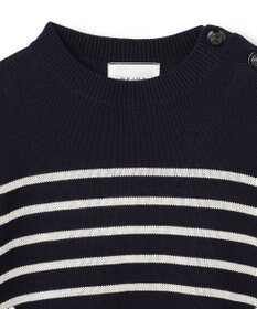 BEIGE， HELIODOR / レーヨンボーダーマリンボタンニット