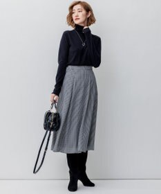 23区 【洗える】バックサテンアムンゼン千鳥プリント スカート