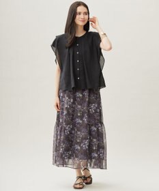 自由区 【セットアップ対応・洗える】ボタニカルフラワープリントティアード スカート