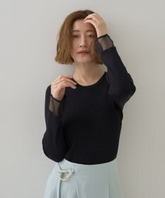 YECCA VECCA 袖口シアーリブニット