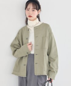 earth music&ecology 【綿100％】ノーカラーカバーオール