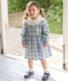 ANY KIDS チェックドッキングワンピース