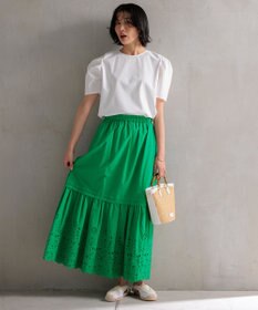 23区 【SLOW/一部店舗限定】フラワーエンブロイダリー スカート