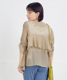 Tiaclasse L 【洗える】楊柳バックフリルブルゾン