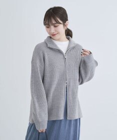 Green Parks ＺＩＰ付き畦ニットチュニック