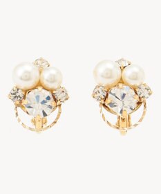 ANY SIS パール調ストーンサークル イヤリング