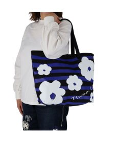 tsumori chisato CARRY フラワーボーダー トートバッグ 花柄 ボーダー