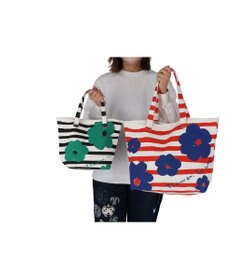 tsumori chisato CARRY フラワーボーダー トートバッグ 花柄 ボーダー