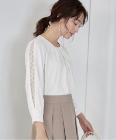 Tiaclasse 【新色追加・洗える】レースパフ袖ブラウス