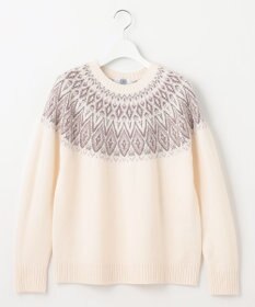 J.PRESS LADIES 【洗える】FAIR ISLE ラウンドネック ニット