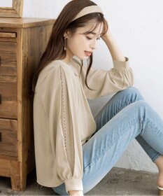 Tiaclasse 【新色追加・洗える】レースパフ袖ブラウス