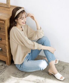 Tiaclasse 【新色追加・洗える】レースパフ袖ブラウス