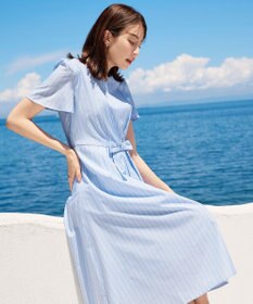 Tiaclasse 【洗える】ストライプアシンメトリーリボンワンピース