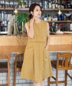 Tiaclasse 【洗える】大人華やかなツイードワンピース