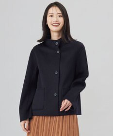 J.PRESS LADIES 【リバーシブル】ウールナイロンリバーチェック スタンドカラー コート