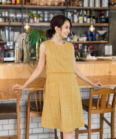 Tiaclasse 【洗える】大人華やかなツイードワンピース