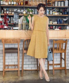 Tiaclasse 【洗える】大人華やかなツイードワンピース