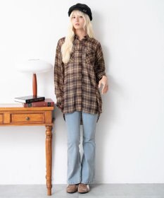 WEGO 2WAYオフショルシアーチェックシャツ