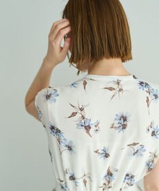 YECCA VECCA フラワー柄フリルプリーツワンピース