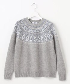 J.PRESS LADIES 【洗える】FAIR ISLE ラウンドネック ニット