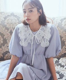 earth music&ecology シアー刺繍レース付け襟