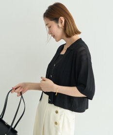 YECCA VECCA ストライプメッシュニットカーディガン