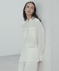 BEIGE， 【洗える】JASMINE / スタンドカラージップブラウス
