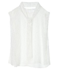 Green Parks ボウタイ付きフェザーノースリーブプルオーバー