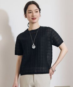 自由区 L 【ワコールコラボ・2点SET】シアーチェックニット プルオーバー