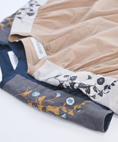 muuc 〈ドライタッチ高品質コットン生地〉ウエスト紐付き ヒルガオ刺繍の半袖ワンピース