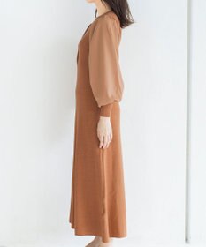 Tiaclasse 【洗える】パフ袖が大人可愛い袖コンビニットワンピース