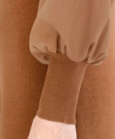 Tiaclasse 【洗える】パフ袖が大人可愛い袖コンビニットワンピース