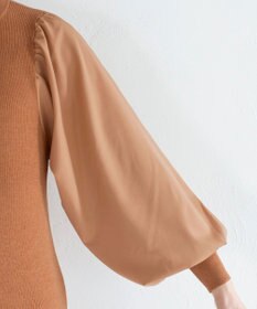 Tiaclasse 【洗える】パフ袖が大人可愛い袖コンビニットワンピース