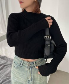 WEGO リブハイネックショートニット