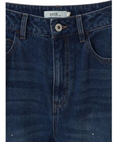 earth music&ecology ラインストーンフレアデニムパンツ