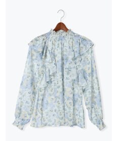 Te chichi フラワーパターンシアーフリルブラウス