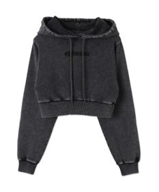 WEGO グラフィックアシッドウォッシュショートプルパーカー