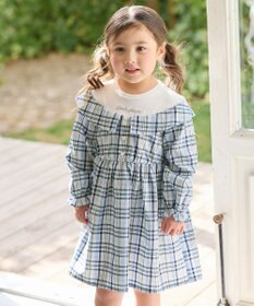 ANY KIDS チェックドッキングワンピース