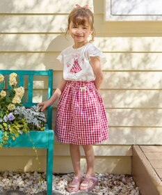 ANY KIDS ギンガム 発泡プリント スカート