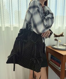 WEGO ドロストリボンギャザートート