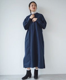 WHITE MAILS COTTON PAPER DUMP BAND COLLAR OVERSIZED シャツドレス