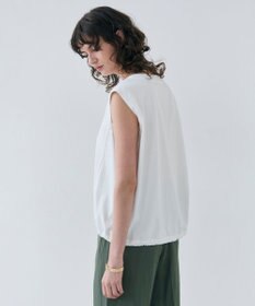 BEIGE， 【洗える】IXIA / コットンノースリーブドロストトップス